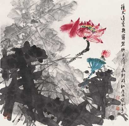 程宝泓 2000年 映日荷花别样红 镜心